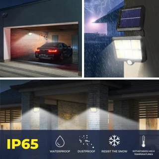 Saulės LED apsauginis šviestuvas, saulės judesio jutiklio šviestuvas, lempa su saulės baterija, 120 LED, saulės LED lauko lempa, saulės LED prožektorius, saulės LED šviestuvas su judesio jutikliu 5