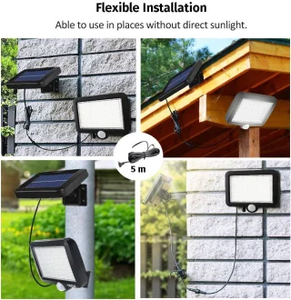 Saulės LED apsaugos šviestuvas, saulės judesio jutiklio šviestuvas, lempa su saulės baterija, 56 LED, saulės LED lempa, saulės šviestuvas su judesio davikliu, LED lauko lempa su saulės baterija 6