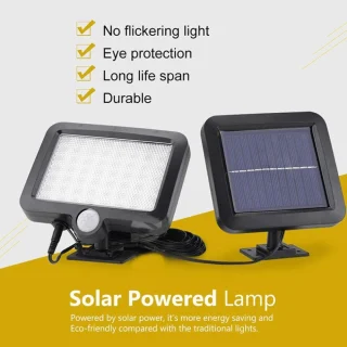 Saulės LED apsaugos šviestuvas, saulės judesio jutiklio šviestuvas, lempa su saulės baterija, 56 LED, saulės LED lempa, saulės šviestuvas su judesio davikliu, LED lauko lempa su saulės baterija 3