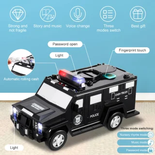 Vaikiška taupyklė, elektroninė taupyklė, vaikų pinigų taupyklė, monetų taupyklė, taupyklė automobilis 4