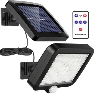 Saulės LED apsaugos šviestuvas, saulės judesio jutiklio šviestuvas, lempa su saulės baterija, 56 LED, saulės LED lempa, saulės šviestuvas su judesio davikliu, LED lauko lempa su saulės baterija