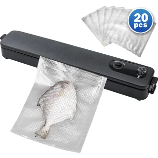 Vakuuminė sandarinimo mašina, maisto vakuuminis sandariklis + 20 maišelių, virtuvinis vakuuminis sandariklis, vakuuminis pakavimo aparatas, vakuuminis maisto pakavimo įrenginys, maisto vakuuminė pakuotė