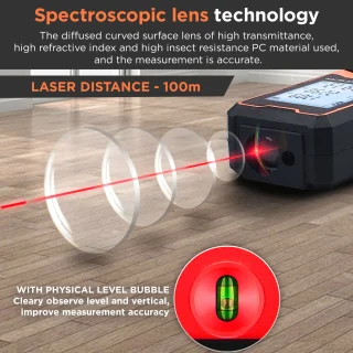 Lazerinis atstumo matuoklis 100 m, lazerinis nuotolio matuoklis, lazerinis atstumo matavimo prietaisas, lazerinis nuotolio matavimo prietaisas 2