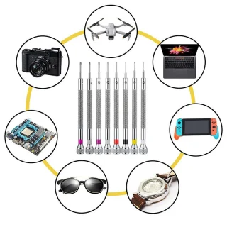 Mini atsuktuvų rinkinys 0,8–1,6 mm, 5 vnt., precizinis mini atsuktuvų rinkinys, smulkių atsuktuvų komplektas, tikslus atsuktuvų rinkinys, mini ploni atsuktuvai 5