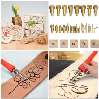 Pyrograph – medžio ir odos deginimo lituoklis, 23 antgaliai, medžio deginimo rašiklis, odos deginimo rašiklis, pirosgrafas, deginimo pieštukas, medžio deginimo įrankis 4
