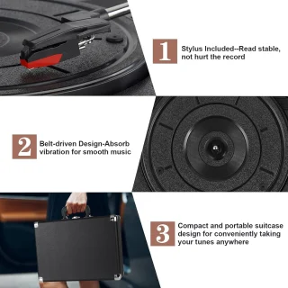 Vinilinė plokštelių grotuvė, įrašų muzikos grotuvas, gramofonas, patefonas, plokštelių grotuvas, vinilinis grotuvas 4