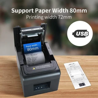 Kvito spausdintuvas 80 mm, USB terminis kvitų spausdintuvas, POS bilietų spausdintuvas, čekio spausdintuvas, termospraudintuvas kvitams, POS kvitų spausdintuvas 2