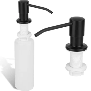 Įmontuojamas skysto muilo dozatorius, 500 ml, juodas, įleidžiamas skysto muilo dozatorius, įmontuojamas muilo dozatorius, skysto muilo pompa