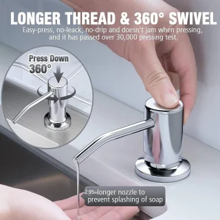 Įmontuojamas skysto muilo dozatorius, 500 ml, sidabrinis, įleidžiamas skysto muilo dozatorius, įmontuojamas muilo dozatorius, skysto muilo pompa 2
