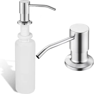 Įmontuojamas skysto muilo dozatorius, 500 ml, sidabrinis, įleidžiamas skysto muilo dozatorius, įmontuojamas muilo dozatorius, skysto muilo pompa