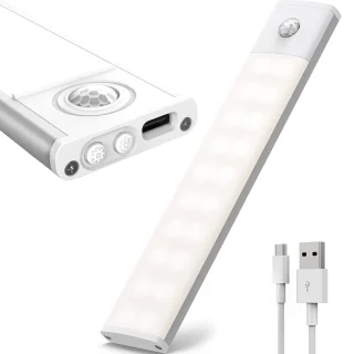 LED lempa su judesio jutikliu, 60 cm, lempa su judesio detektoriumi, judesio sensoriaus lempa, LED šviestuvas su judesio jutikliu, LED juostinė lempa su judesio davikliu
