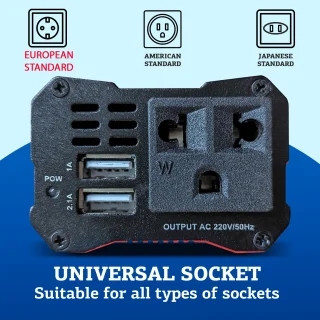 Automobilinis maitinimo keitiklis, 150 W, 12 V į 220 V keitiklis, automobilinis įtampos keitiklis, automobilinis inverteris, 12V–220V automobilinis keitiklis 3