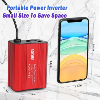 Automobilinis maitinimo keitiklis, 150 W, 12 V į 220 V keitiklis, automobilinis įtampos keitiklis, automobilinis inverteris, 12V–220V automobilinis keitiklis 6