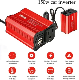 Automobilinis maitinimo keitiklis, 150 W, 12 V į 220 V keitiklis, automobilinis įtampos keitiklis, automobilinis inverteris, 12V–220V automobilinis keitiklis 7