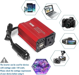 Automobilinis maitinimo keitiklis, 150 W, 12 V į 220 V keitiklis, automobilinis įtampos keitiklis, automobilinis inverteris, 12V–220V automobilinis keitiklis 8