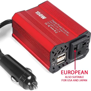 Automobilinis maitinimo keitiklis, 150 W, 12 V į 220 V keitiklis, automobilinis įtampos keitiklis, automobilinis inverteris, 12V–220V automobilinis keitiklis 2