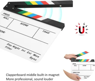Akrilinė spalvota kino klapas baltas filmavimo šiferis 30x27 cm režisieriams, kino klapas, filmavimo lenta, kino lenta, klaketas 4