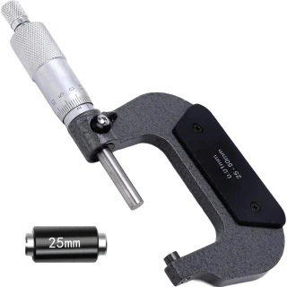Aukštos tikslumo mechaninis mikrometras 25–50 mm su karbidine galvute, išorinis matavimo įrankių rinkinys su raktu, strypu, mikrometras, mechaninis mikrometras, išorinis mikrometras, matavimo mikrometras
