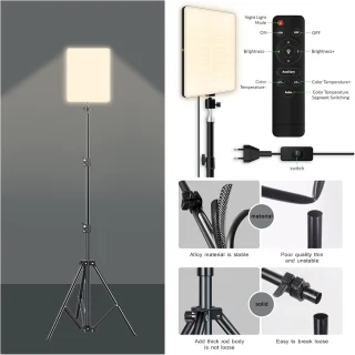 50W LED studijinės panelės apšvietimo rinkinys su reguliuojamu trikoju, nuotolinio valdymo pultu, 720 LED, 2500K–7500K reguliuojamu ryškumu fotografijai ir vaizdo įrašams, LED panelės šviestuvas, studijinė LED lempa, LED šviesos panelė, LED apšvietimo panelė, LED šviesos lempa fotografijai, studijinis LED apšvietimas 5