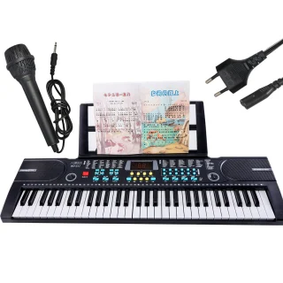 Elektroninis sintezatorius, 61 klavišas, su mikrofonu ir natų laikikliu, elektroninis klavišinis pianinas, elektroninis pianinas, klavišinė muzikinė klaviatūra