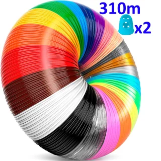 3D rašiklio PLA siūlų rinkinys 310 m, 31 spalvos su pirštų apsaugomis, 1,75 mm neoniniai ir standartiniai siūlai menui ir rankdarbiams, 3D tušo siūlai, 3D rašiklio plastikas, 3D piešimo rašiklio užpildas