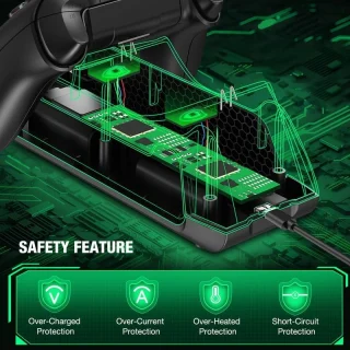 Xbox valdiklio įkroviklis su 2 baterijomis 1800 mAh, USB įkrovimo stotelė, įkrovimo dokas, valdiklio kroviklis, pultelio įkroviklis, pultelio įkrovimo stotelė 2