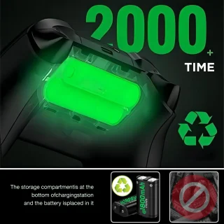 Xbox valdiklio įkroviklis su 2 baterijomis 1800 mAh, USB įkrovimo stotelė, įkrovimo dokas, valdiklio kroviklis, pultelio įkroviklis, pultelio įkrovimo stotelė 6