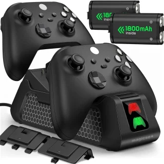 Xbox valdiklio įkroviklis su 2 baterijomis 1800 mAh, USB įkrovimo stotelė, įkrovimo dokas, valdiklio kroviklis, pultelio įkroviklis, pultelio įkrovimo stotelė