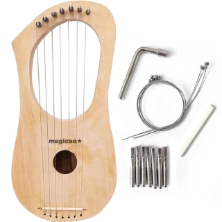 Nešiojamas 6 stygų arfų lyros rinkinys su stygomis ir kaiščiais, klevo medžio muzikos instrumentas, nešiojama lyra, 6 stygų lyra, arfų lyra, mažo dydžio lyra