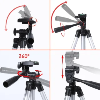 Aliuminis 103 cm reguliuojamas fotoaparato trikojis su telefono laikikliu, kameros stovas, telefono trikojis, reguliuojamas trikojis su laikikliu telefonui 3
