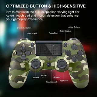 Belaidė žaidimų pultelio valdiklis, skirtas „PlayStation“, su jutikliniu valdymu, belaidis valdiklis, „Bluetooth“, kamufliažinis, žaidimų pultas, žaidimų valdiklis, pultelis žaidimams, valdymo pultelis 2