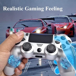 Belaidis žaidimų pultelis, skirtas PlayStation, su lietimui jautria valdymo sritimi, belaidis valdiklis, „bluetooth“, baltas, žaidimų valdiklis, žaidimų pultas, konsolės pultelis, žaidimų kontroleris 4