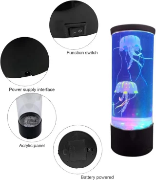 USB LED medūzų lempa akvariumo naktinė lempa su plaukiojančiomis imituotomis medūzomis, USB medūzų naktinė lempa, LED medūzų akvariumo lempa, medūzų naktinė švieselė 5