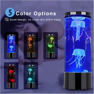 USB LED medūzų lempa akvariumo naktinė lempa su plaukiojančiomis imituotomis medūzomis, USB medūzų naktinė lempa, LED medūzų akvariumo lempa, medūzų naktinė švieselė 2