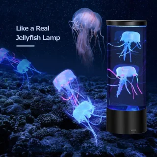 USB LED medūzų lempa akvariumo naktinė lempa su plaukiojančiomis imituotomis medūzomis, USB medūzų naktinė lempa, LED medūzų akvariumo lempa, medūzų naktinė švieselė 3