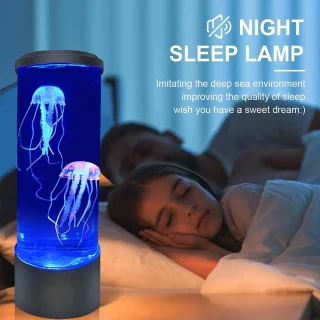 USB LED medūzų lempa akvariumo naktinė lempa su plaukiojančiomis imituotomis medūzomis, USB medūzų naktinė lempa, LED medūzų akvariumo lempa, medūzų naktinė švieselė 4