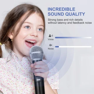 Belaidžių karaokės mikrofonų rinkinys su imtuvu, 2 vnt, belaidis karaokės mikrofonas, karaokės mikrofonai, mikrofonų komplektas karaokei 3