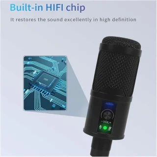 Aukštos kokybės USB kondensatorinis mikrofono rinkinys su trikojo stovu, USB mikrofonas, kondensatorinis mikrofonas, mikrofonas su stovu, mikrofono komplektas 4