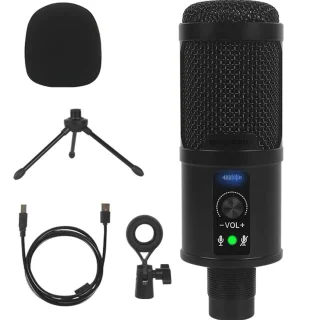 Aukštos kokybės USB kondensatorinis mikrofono rinkinys su trikojo stovu, USB mikrofonas, kondensatorinis mikrofonas, mikrofonas su stovu, mikrofono komplektas