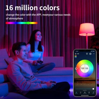 Išmani RGB lemputė su nuotolinio valdymo pulteliu E27 10W, išmanioji spalvota lemputė, RGB LED lemputė su pulteliu, nuotoliniu būdu valdoma lemputė E27 2
