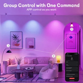 Išmani RGB lemputė su nuotolinio valdymo pulteliu E27 10W, išmanioji spalvota lemputė, RGB LED lemputė su pulteliu, nuotoliniu būdu valdoma lemputė E27 5
