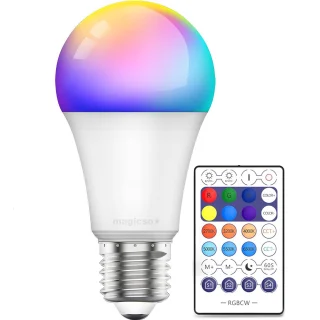 Išmani RGB lemputė su nuotolinio valdymo pulteliu E27 10W, išmanioji spalvota lemputė, RGB LED lemputė su pulteliu, nuotoliniu būdu valdoma lemputė E27