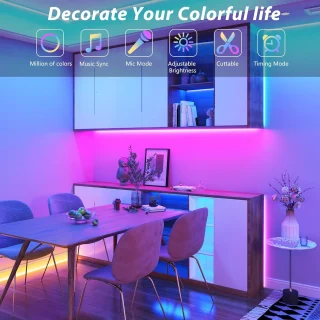 10 m RGB LED juostelė su „Bluetooth“ ir pulteliu, LED juosta su nuotoliniu valdymu, spalvota LED lemputių juostelė 2
