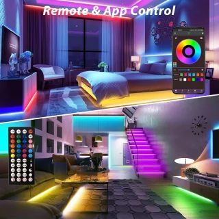 10 m RGB LED juostelė su „Bluetooth“ ir pulteliu, LED juosta su nuotoliniu valdymu, spalvota LED lemputių juostelė 3