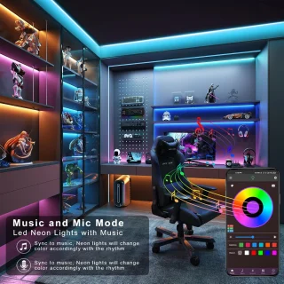 10 m RGB LED juostelė su „Bluetooth“ ir pulteliu, LED juosta su nuotoliniu valdymu, spalvota LED lemputių juostelė 5