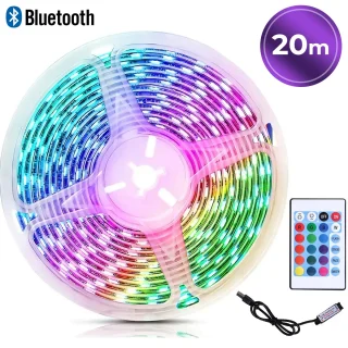 20 m RGB LED juostelė su „Bluetooth“, LED juosta, šviesos juostelė, RGB šviesos juosta, LED lemputė juostelėje