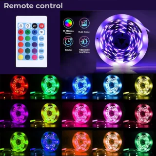 20 m RGB LED šviesos juostos rinkinys su pulteliu, 20 m RGB LED juosta su nuotolinio valdymo pultu, 20 m RGB LED juostelė su pulteliu 3