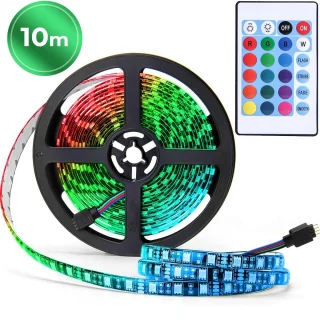 USB RGB LED juosta 10 m, 30 LED/m su nuotolinio valdymo pultu, LED juostelė, šviesos juosta, šviesos diodų juosta