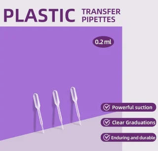 Pipetė, 50 vnt. rinkinys, 0,2 ml, 65 mm, laboratoriniai įrankiai, pipetės rinkinys, dozavimo pipetė, skysčių pipetė 2