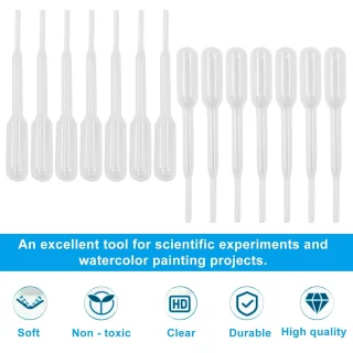 Pipetė, 50 vnt. rinkinys, 0,2 ml, 65 mm, laboratoriniai įrankiai, pipetės rinkinys, dozavimo pipetė, skysčių pipetė 3